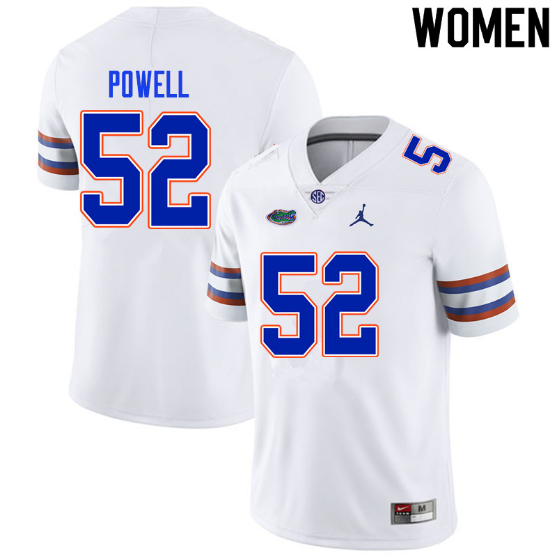 Women #52 Antwuan Powell Florida Gators College Football Jerseys Sale-White - Click Image to Close
